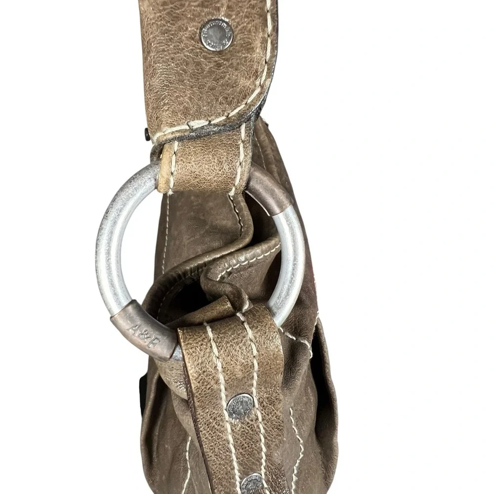 Abercrombie & Fitch Y2K 00's Leather Hobo Shoulder Bag Slouchy‎ Distressed Brown